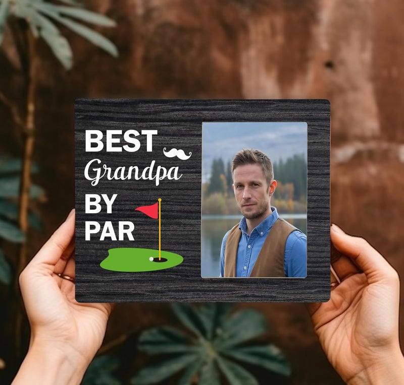 CAIFZ Best Grandpa By Par Picture Frame, Grandpa Photo Frame from Granddaughter Grandson, Golf Wooden Frame Gifts for Men Grandpa, 4x6 inch Photo - Image 2
